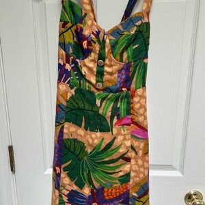 Tropical Print Sleeveless Dress